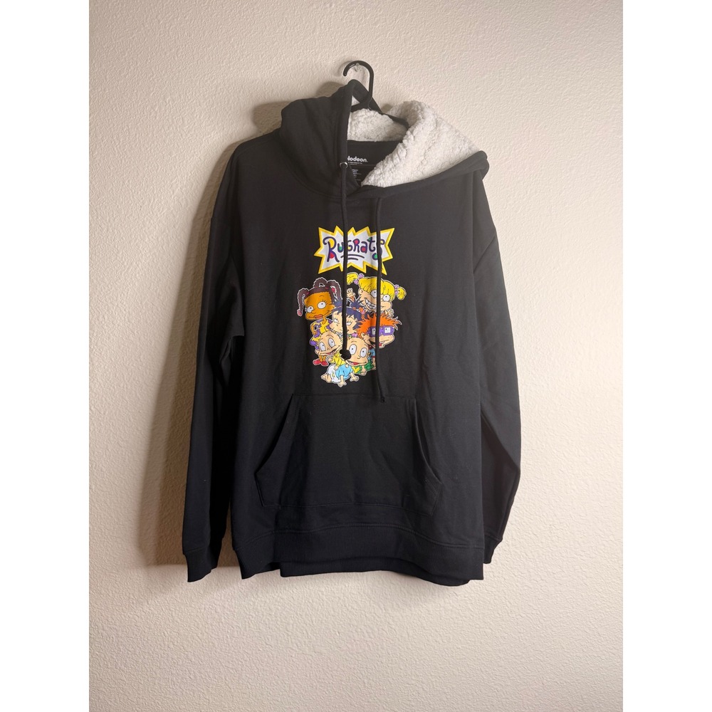 Nickelodeon Rugrats Sherpa Hooded Sweatshirt Black Womens Plus Pullover XXL 19